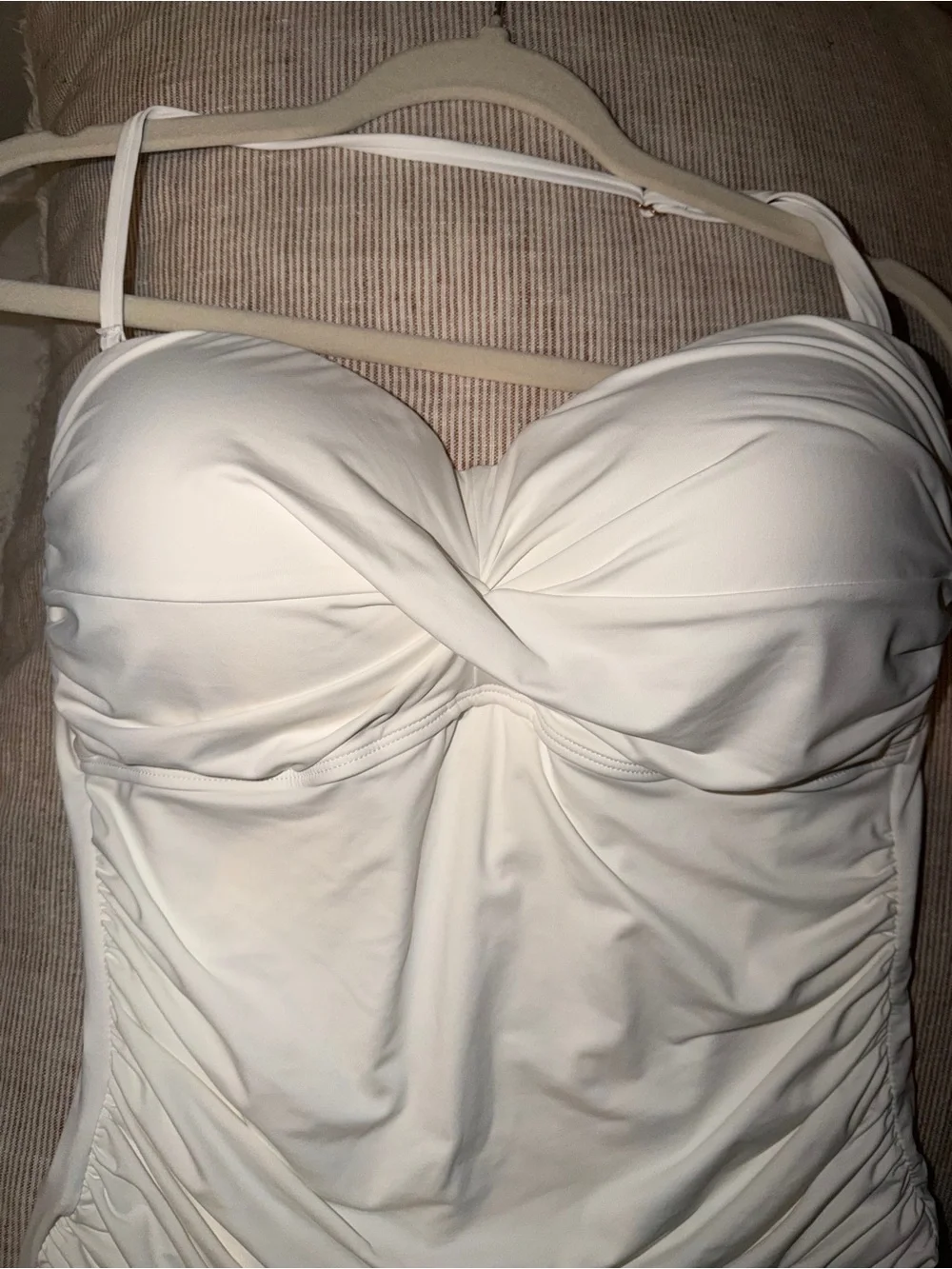 Anne Cole White Ruched One-Piece Swimsuit with Sweetheart Neck